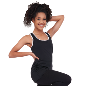 Loose Fit Racerback Pullover With Contrasting Binding
